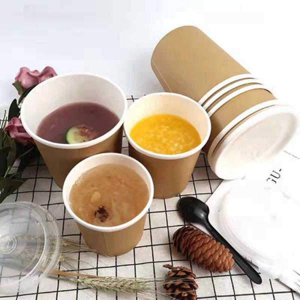Eco 100% дружелюбное принимает вне бумагу Kraft для того чтобы пойти плошки для супа с крышкой