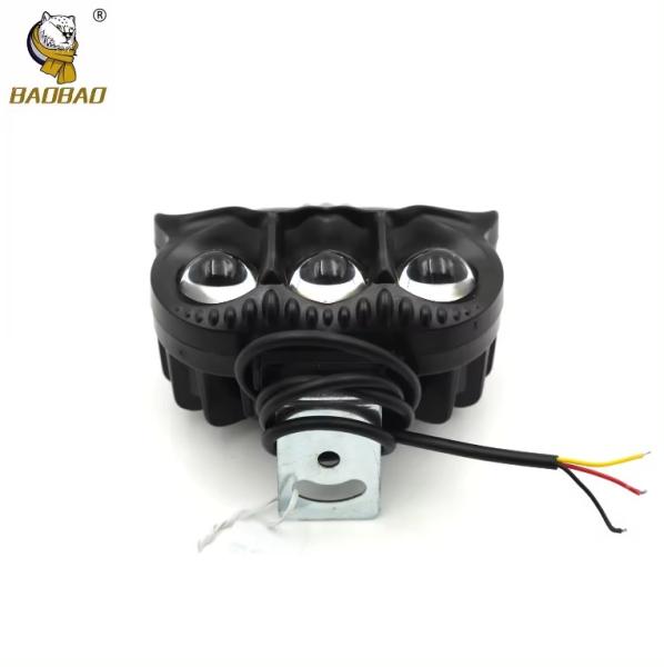 3 LED Owl Style Alumínio preto Motorcycle LED HeadLight Spot Lamp