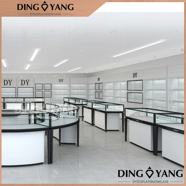 Glass Round Lockable Jewelry Showcase Display