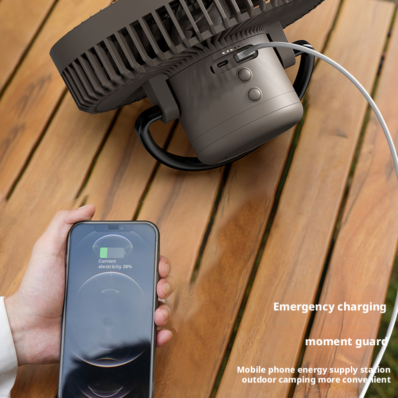 Outdoor Rechargeable Camping Fan Desk Ceiling Fan 2 In 1 Cooling And Power Bank