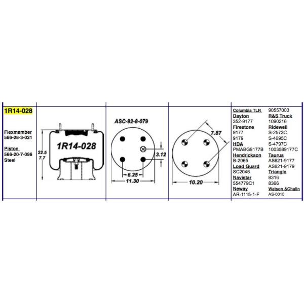 W01-358-9177 Contitech Firestone Air Spring 1110.5-17A316 1R14-028