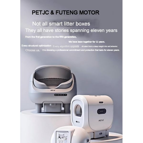 Best Smart Automatic Plastic Litter Box PETJC Large Capacity Self-Cleaning Eco-Friendly Odor Control Easy Clean Comfortable Cat