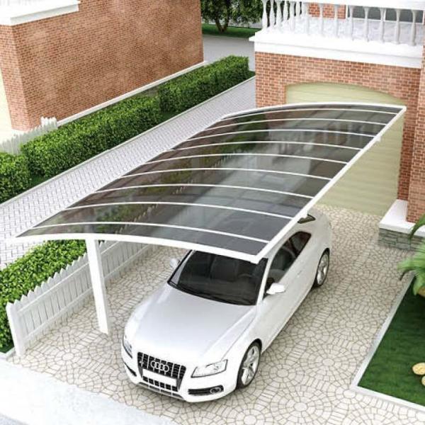 O estacionamento de alumínio lustrado do carro derramou o impacto à prova de fogo - projeto moderno do telhado resistente do policarbonato