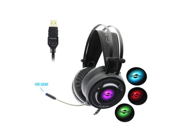 7,1 fones de ouvido da vibração do gênio da bordadura, faixa de aço dobro dos auriculares da iluminação do RGB