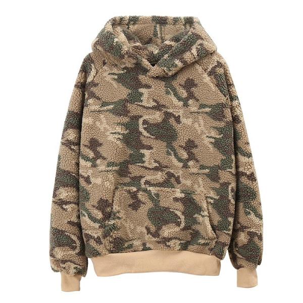 Cool Style Womens Pullover Hoodie / Blank Camo Sherpa Hoodie Any Size Available