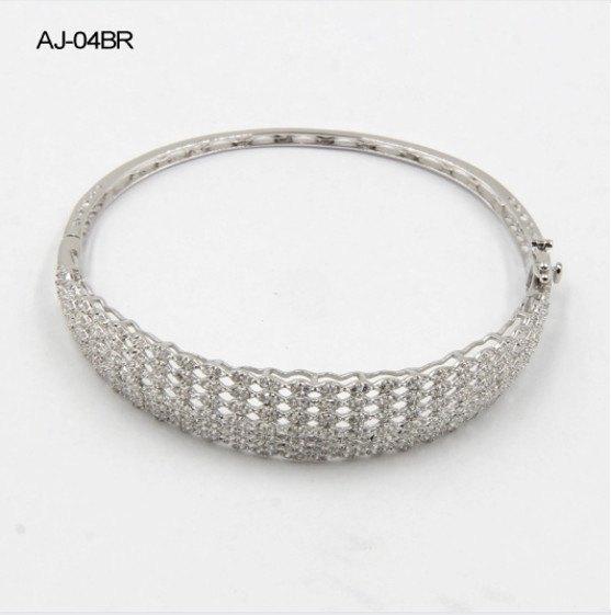стерлинговые серебряные Bangles 12.57g 925 с кубическим Zirconia 2 линии