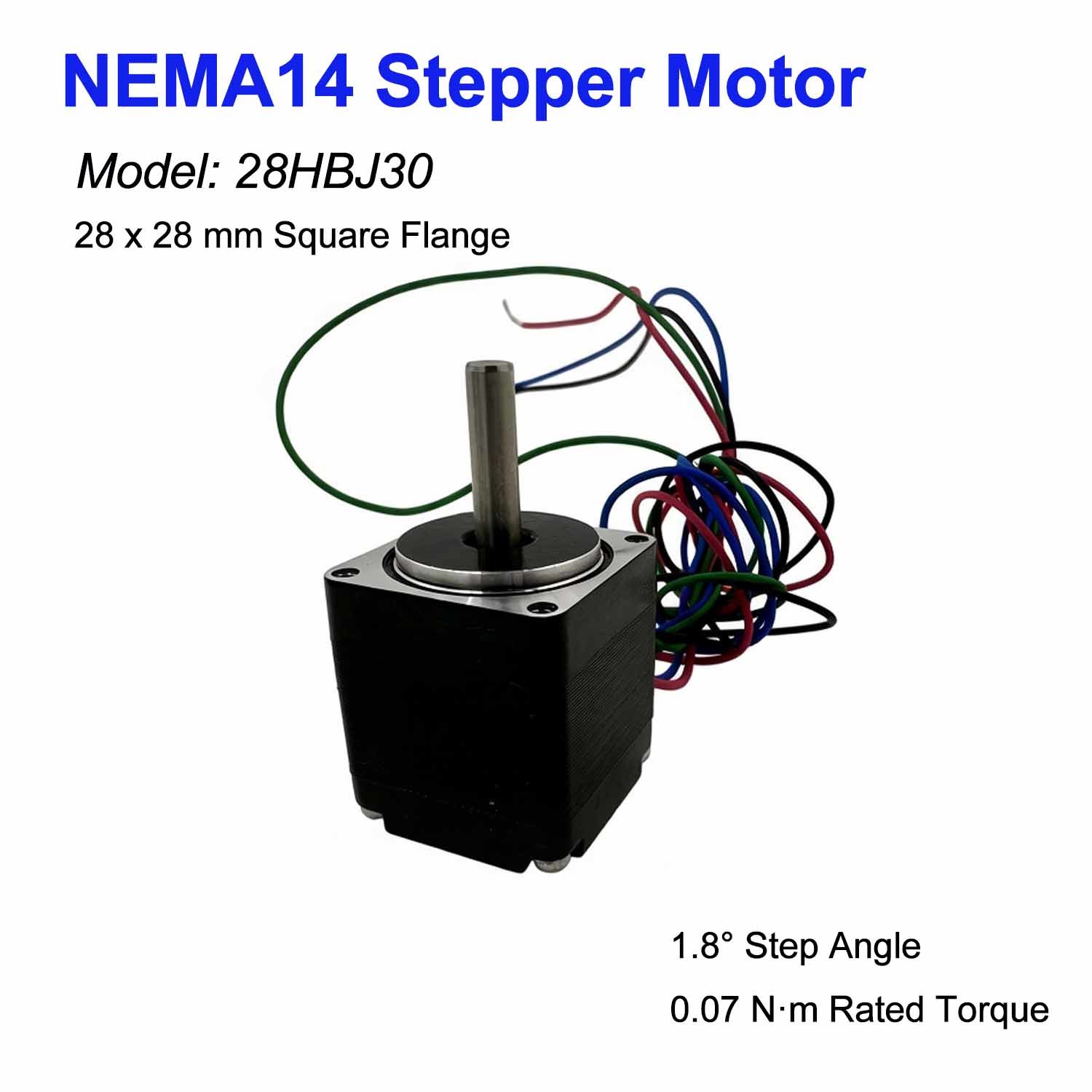 28HBJ30 NEMA11 Hybrid Stepper Motor With 0.07N·M Torque Output / 28mm Square Flange