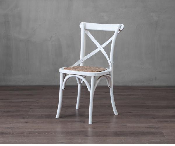 Event rental wedding oak wood cross back chair rattan set X back chair event wedding cushion chair