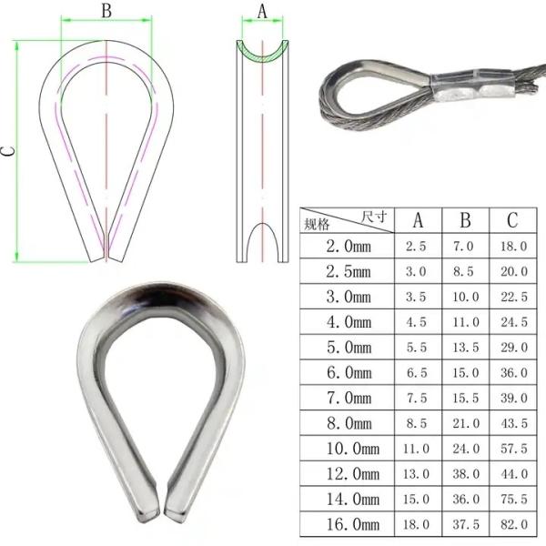Boat Hardware Fitting Stainless Steel Cable Wire Rope Thimble with Precision Casting