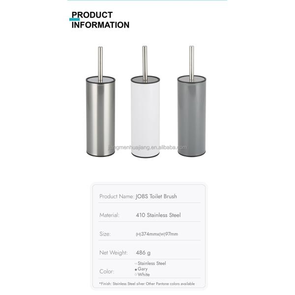 Silver Curved Design Toilet Cleaning Brush with Holder Stainless Steel OEM Acceptable