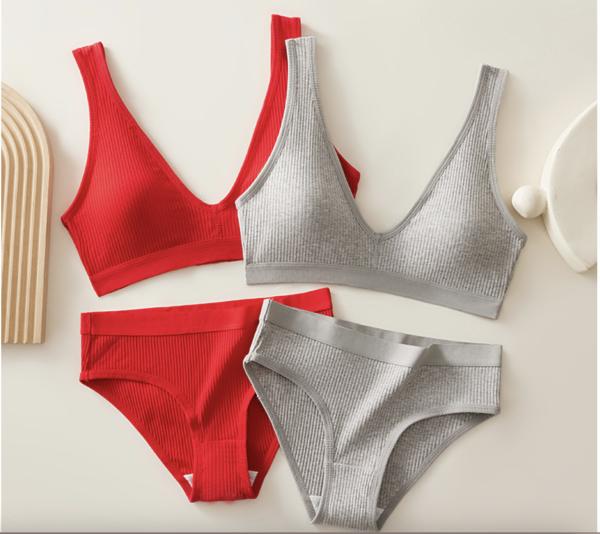 Wholesale One Piece Sports Bra Panty Set New Style Sport Style Ribbed Underwear Set for Women