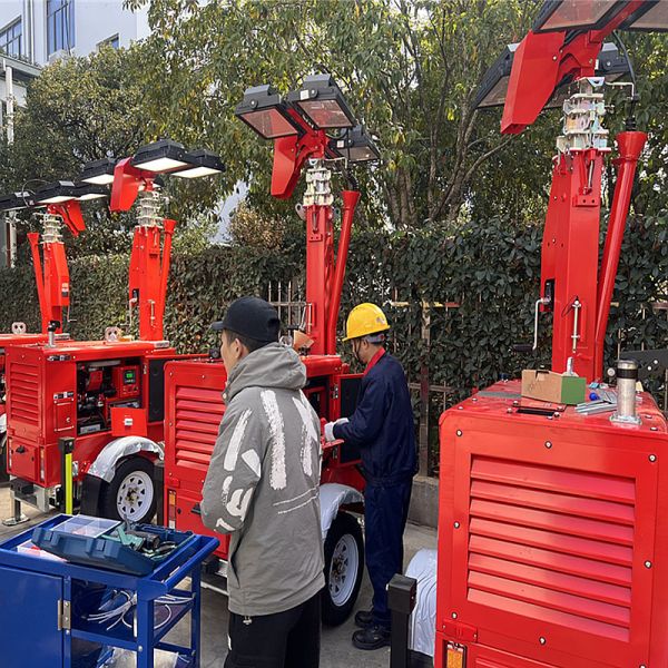Surveillance Cameras Trailer Lighting Tower Parking Lots Security Live Footage Solar Light Tower Manufacturer