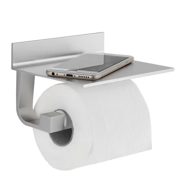 No Drilling Bathroom Hardware Accessories  Self Adhesiv Toilet Paper Holder With Shelf