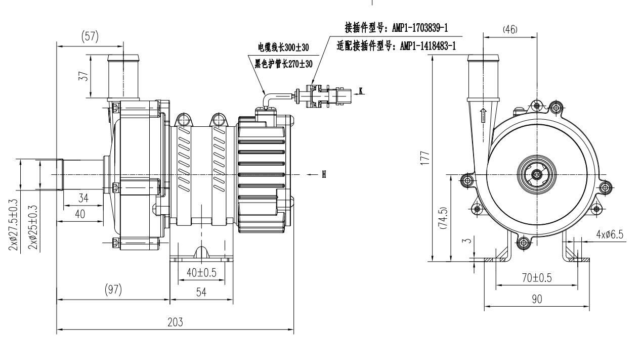 JUNQI  24V High-Efficiency Brushless DC Water Pump 3000LPH 25m Head For Commercial Vehicles and Heavy Trucks Cooling System