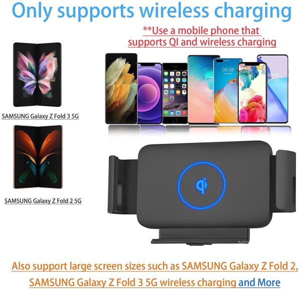Folding Screen Qi Wireless Car Charger 9V 2A Fast Phone Holder
