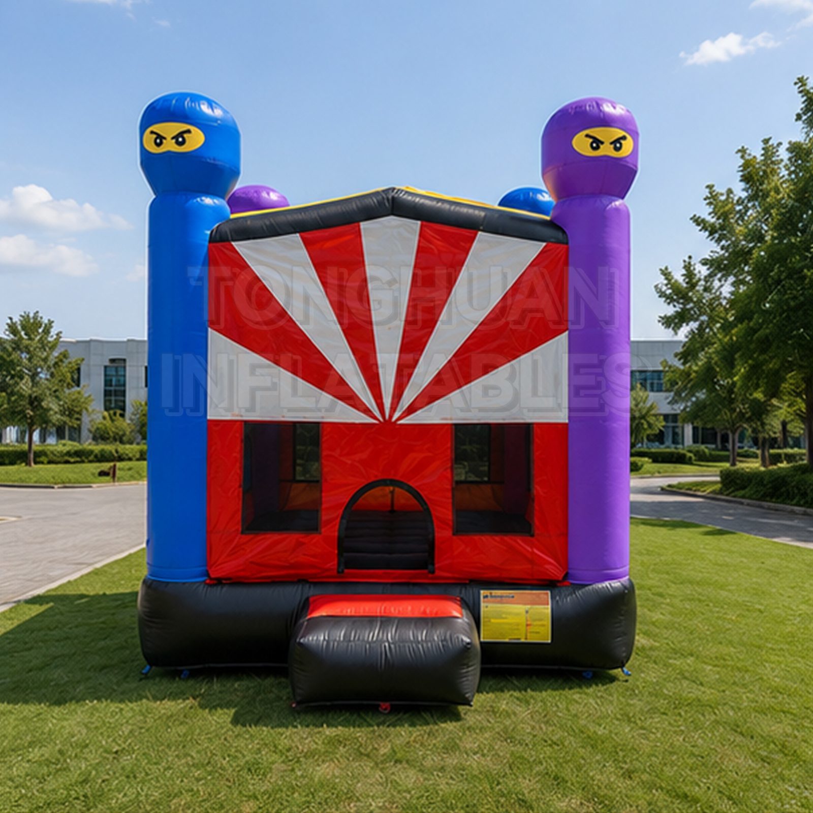 Custom Ninja Theme Inflatable Combo with Bounce House and Slide for Commercial Rental Business