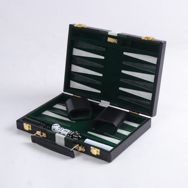 Handmade Travel PU Leather Backgammon Game Box Chess Board Game Set Box