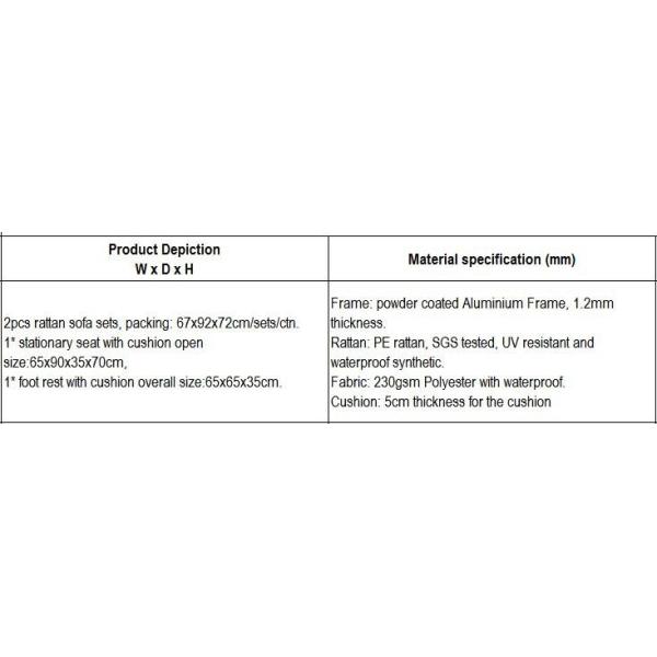 2pcs rattan stationary sofa set   