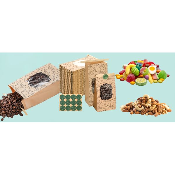 Durable Bread Packaging Paper Bags Bakery Product Packaging Tear Resistant With Ties