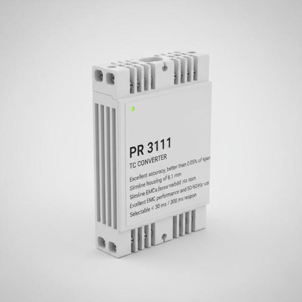 PR 3111 TC Converter Temperature Transmitter 0.05% Accuracy 6.1 mm Slimline Housing Selectable Response Time