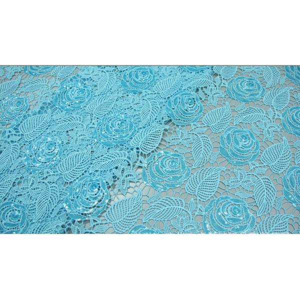 Chemical lace with Red/Pink /Orange Color + Embroidery Sequin Lace Fabric