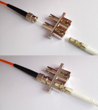 ST LC Hybrid Simplex Single Mode Fiber Optic Coupler Female To Female