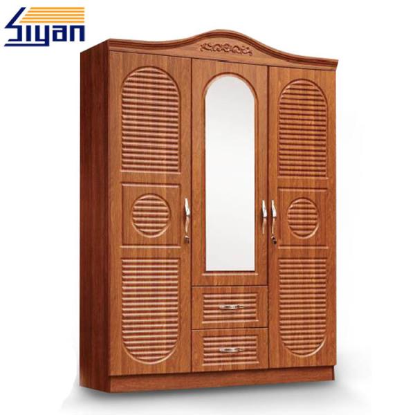Custom Swinging Closet Doors PVC Film Pressed With 3 Doors And 2 Drawers