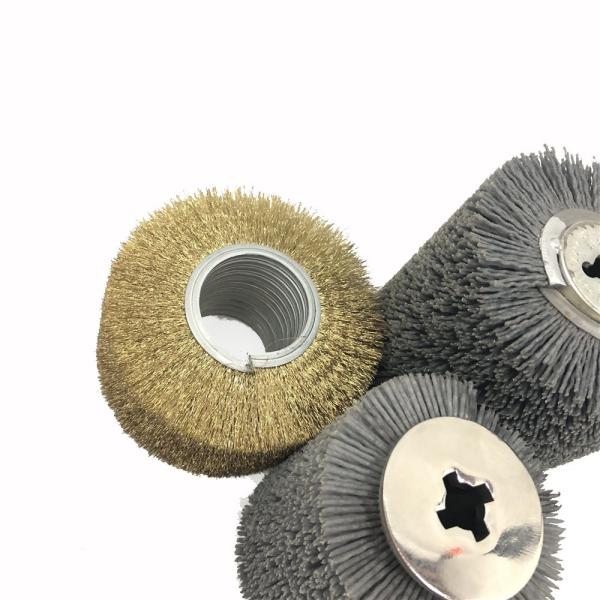 Brush de roda de nylon abrasivo de aço enrolado personalizado para polir fios de rolos