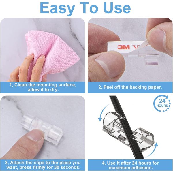 20 Pcs/pack Sticky Fixed Seat Card Wire Device 3M Back Glue Wire Clip Data Cable Solid Wire Clip
