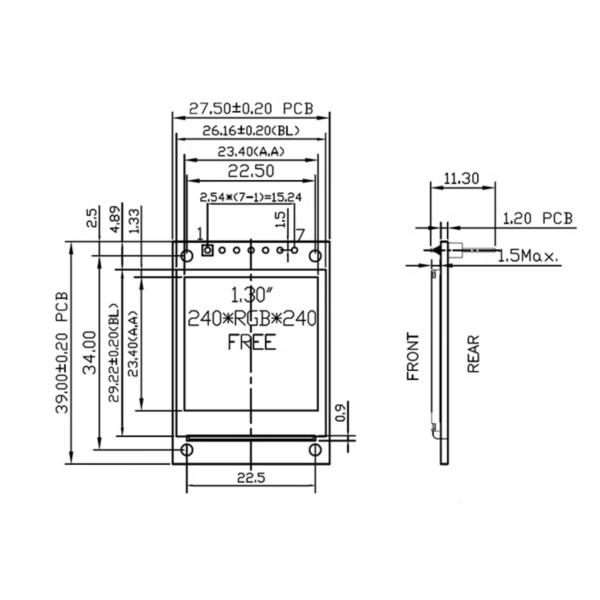 SPI серийный интерфейс 1,3-дюймовый IPS TFT LCD 240x240 точка с 7 заголовками
