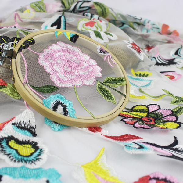 3d French Net Embroidery Mesh Lace Fabric Tulle Poly Milk Silk For Clothing