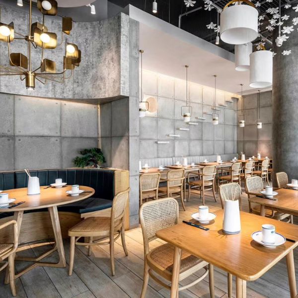 Customized Restaurant Furniture Outdoor Garden Wooden Dining Tables and Rattan Chair Restaurant Sets