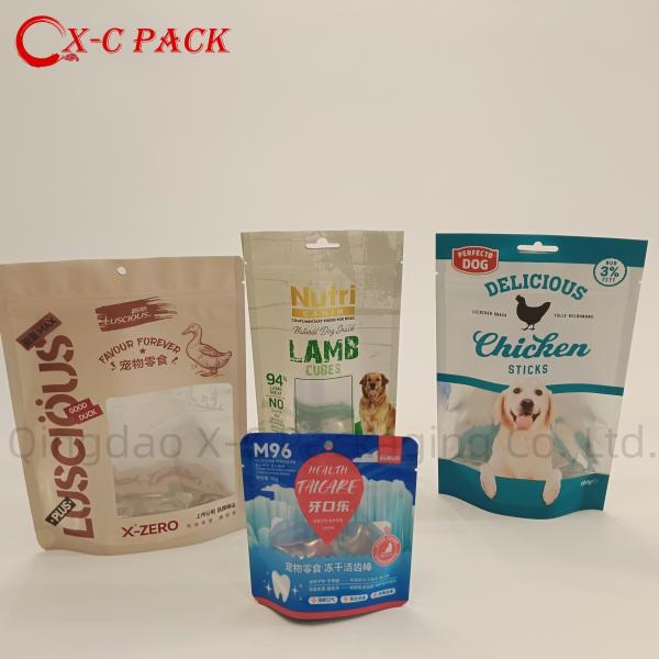 Recyclable plastic pet food packaging aluminized doypack stand up bag resealed