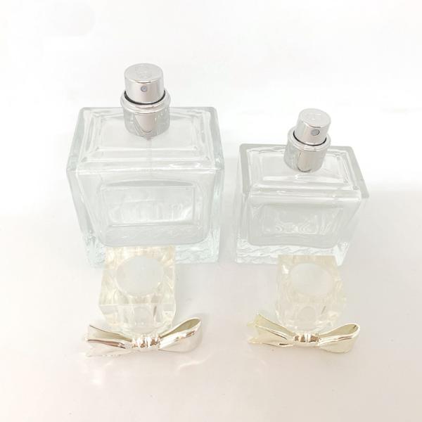 50ml 100ml Exquisite Perfume Bottle Glass Bottle Alloy Bow Spray Empty Bottle Matching Factory Customization