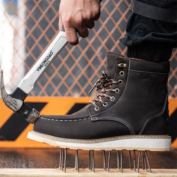 Venta al por mayor de cuero Nubuck Goodyear Welt Ingeniero Dedo de goma de acero