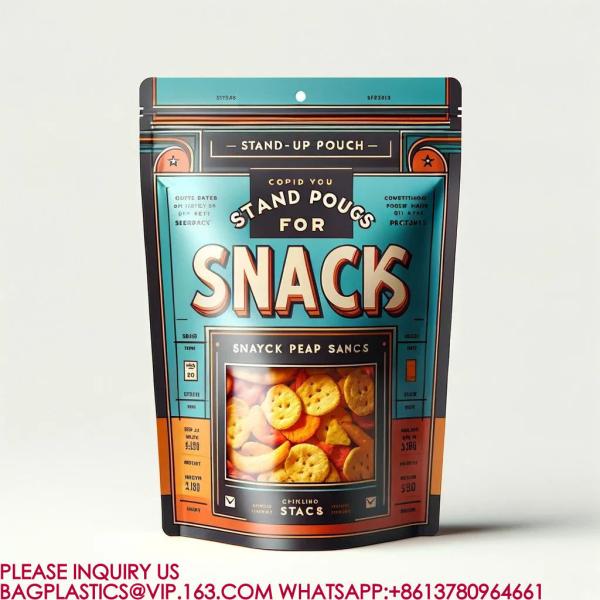 Resealable Zip Stand-Up Pouch Candy Snack Cookie Bag Plastic Packaging Aluminum Foil Bag