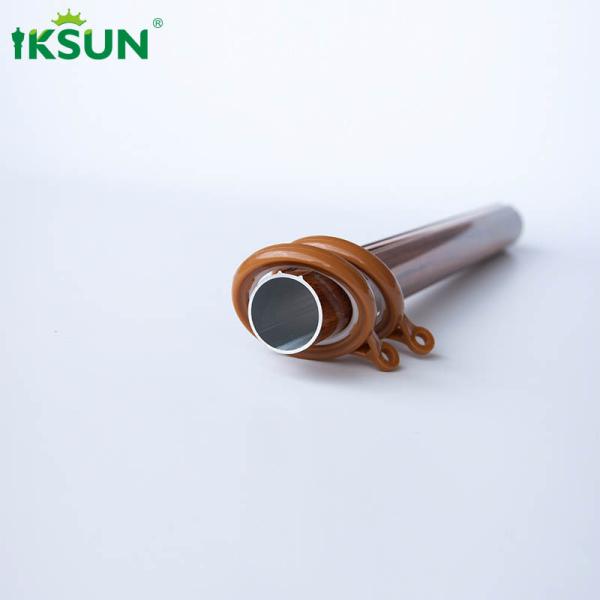 Wall Mount Brown Wood Curtain Rod , Double Window Rod Set Wear Resistant