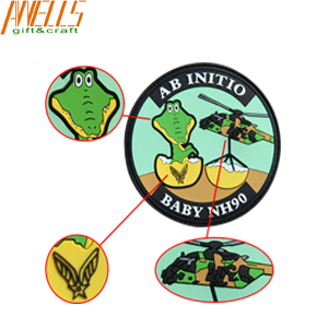 Cute Animals Morale PVC Patch Round Iron On PVC Velcro Patches