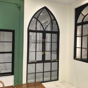 Classic Style Aluminum French Windows Double Opening With Vintage Grid Glass