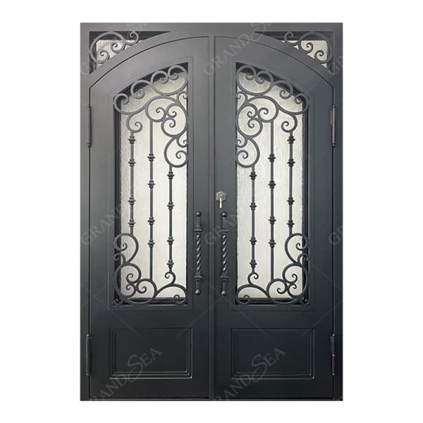 Modern Screen Main Entry Rod House Storm Security Black Single Double Modern Wrought Cost Iron Front Doors