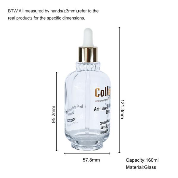 160 мл прозрачное стекло капельницы для эфирного масла Бутылка стеклянная косметическая упаковка с золотой капельницей