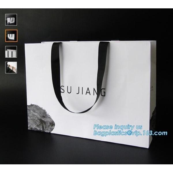 Flower pattern c bag paper carrier bags with logo print & ribbon,paper flower carrier bag with handle string (Red)Fashio