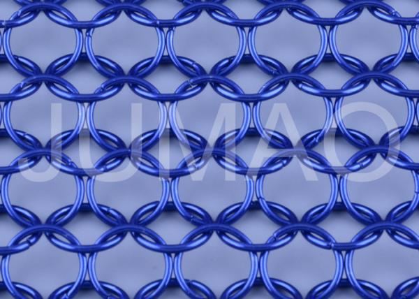 Architectural Metal Ring Curtain , Dark Blue Sun Rot Proof Ring Mesh Curtain