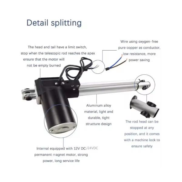 12V Linear Actuator 6000N 50mm150mm 200mm 300mm 400mm 500mm Stroke Linear Drive Electric Motor Linear Motor