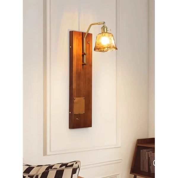 Japan Retro  Art Iron Glass Wood LED Decor Wall Lamp (WH-VR-127)