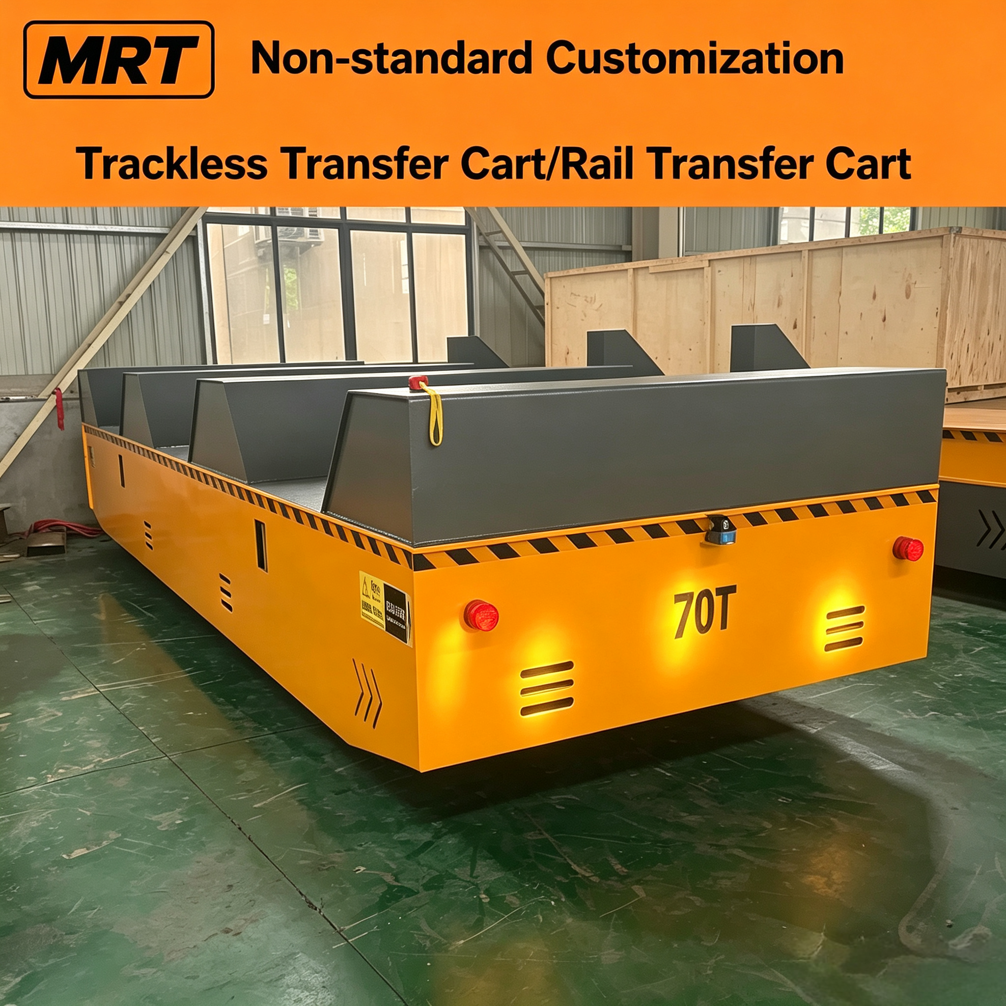 Trackless Electric Platform Cart Heavy‑duty Carbon Steel Frame Solid PU Tire Battery Driven For Workshop Steel Plant Heavy Workpiece Material Transportation