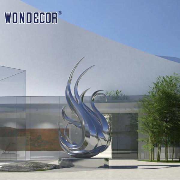 Stainless Steel Swan Forged Metal Sculpture Outdoor Garden Decoration