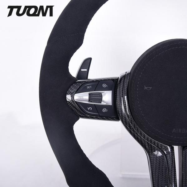 Black Alcantara Genuine BMW Carbon Fiber Steering Wheel With LED Lights