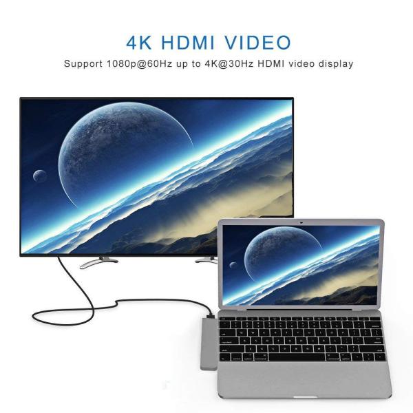 Aluminium USB Hub 7 Ports Dual Type C Docking Hub for Macbook Pro