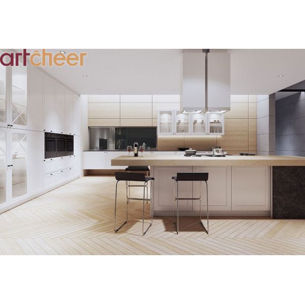 Solid Wood Unfinished RTA Shaker Door Kitchen Cabinets with 3 Years Guarantee Modular Kitchen Units
